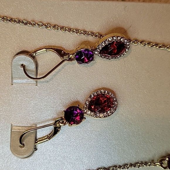 Anne Klein Ruby & Violet Accent Stones necklace and earrings set NWT - Picture 3 of 7